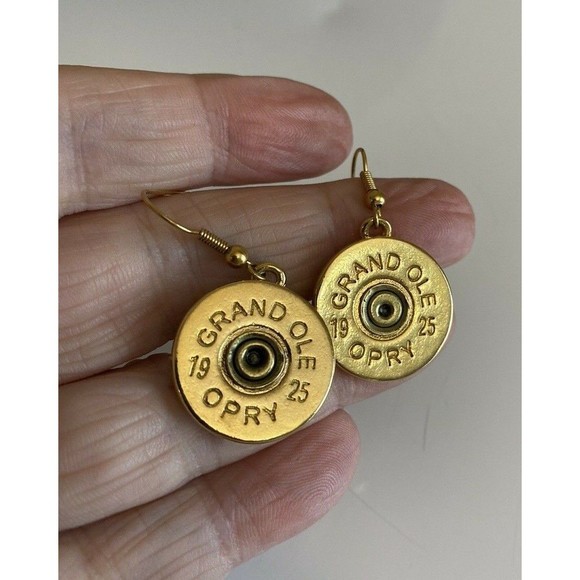 Lizzy Js Brass Shotgun Shell Earrings Grand Ole Opry Album/CD Unique - Picture 4 of 7